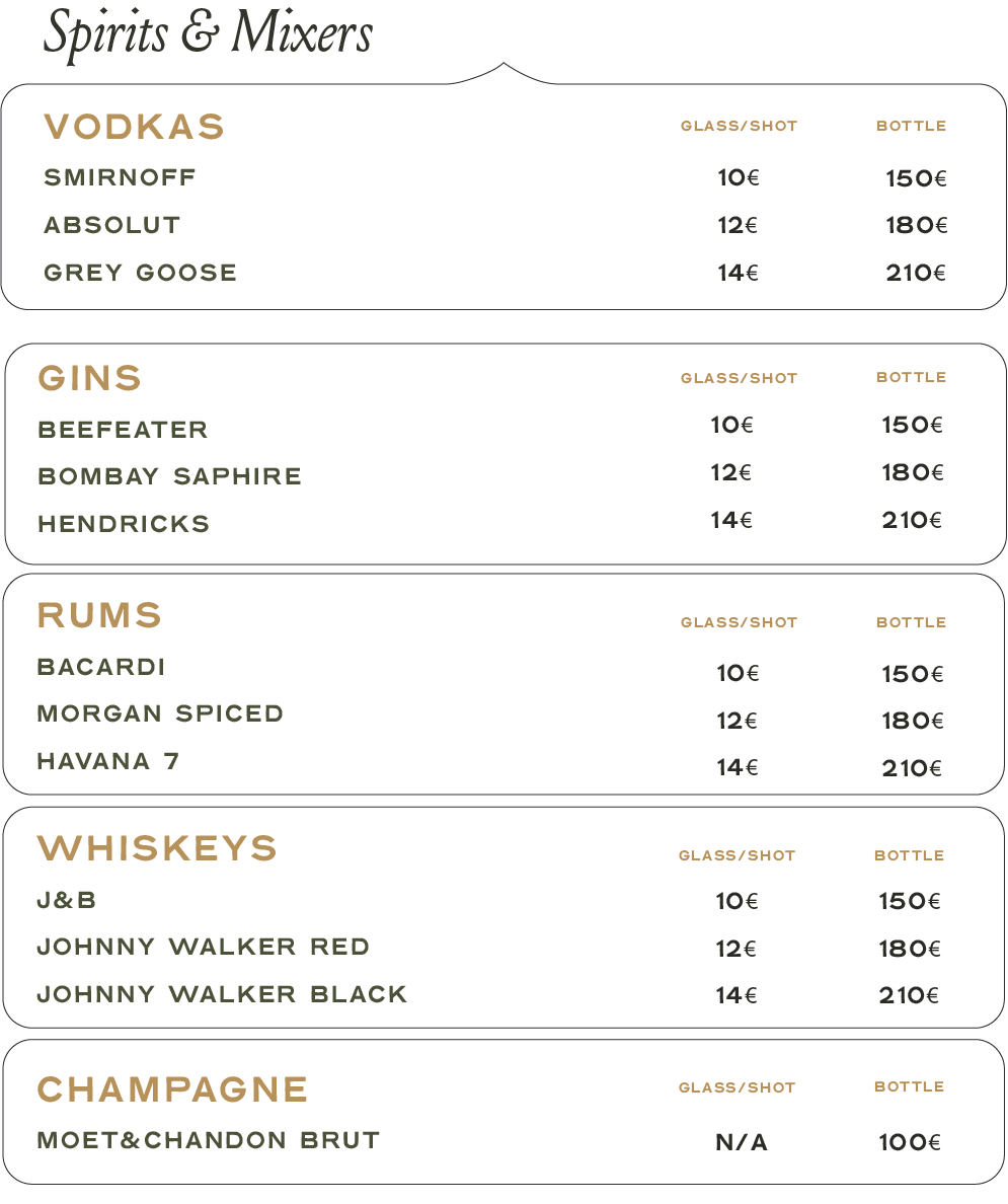 MENU DRINKS